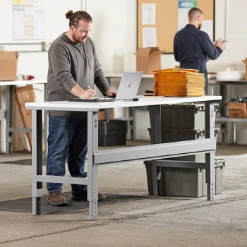 Lavex 30" x 72" Adjustable Height Heavy-Duty Workbench With Square Edge Laminate Top