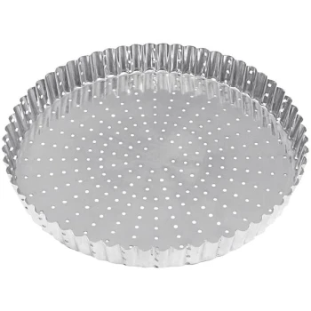 Gobel 11" Perforated Round Fluted Tin-Plated Steel Tart / Quiche Pan 126341