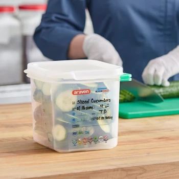 Araven 03025 1/6 Size Translucent Polypropylene Food Pan with Airtight Lid - 6" Deep