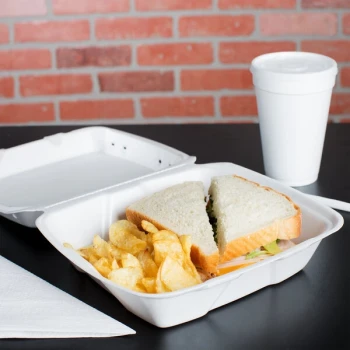 Dart 90HTPF1VR 9" x 9" x 3" White Foam Square Vented Take Out Container with Perforated Hinged Lid - 200/Case