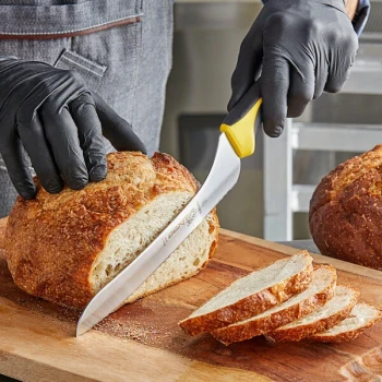 Dexter-Russell 36008Y 360 Series 9" Scalloped Offset Bread Knife with Yellow Handle