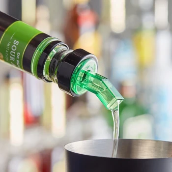 Choice Green Screened Liquor Pourer with Black Collar - 12/Pack