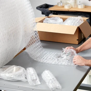 Lavex 12" x 65' Large 1/2" Parcel Ready Perforated Bubble Roll
