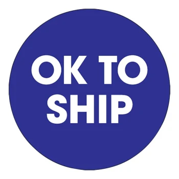 Tape Logic 2" OK to Ship Dark Blue Semi-Gloss Paper Permanent Inventory Round Label - 500/Roll