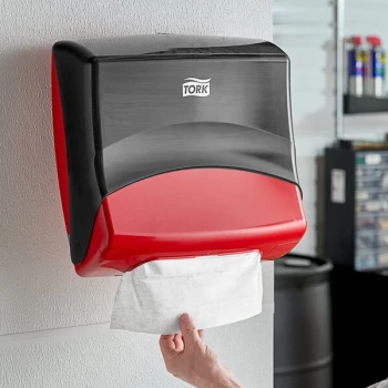 Tork Performance W4 Red / Smoke Folded Wiper / Cloth Dispenser 6540281