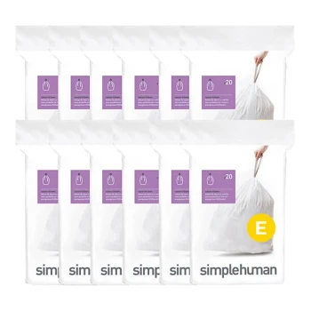 simplehuman CW0255MC 5.3 Gallon 25 Micron 20" x 18 11/16" Code E White Custom Fit Trash Can Liner - 240/Case