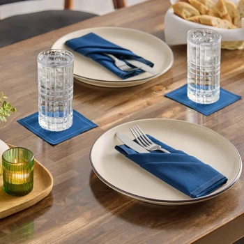 Choice 15 13/16 inch x 15 13/16 inch Customizable Navy Blue Single-Use Cotton Dinner Napkin - 250/Case