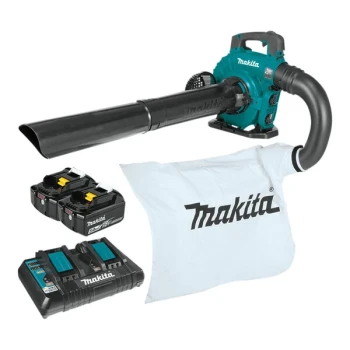 Makita 36V 18V X2 LXT Brushless Cordless Blower Kit with Mulcher / Vacuum Attachment Kit, (2) 5.0 Ah Lithium-Ion Batteries, and Dual-Port Charger XBU04PTV