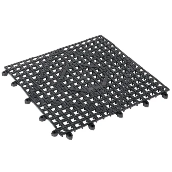 San Jamar VM5280BK-12 Versa-Mat® 12" x 12" Black Interlocking Bar Matting - 12/Case