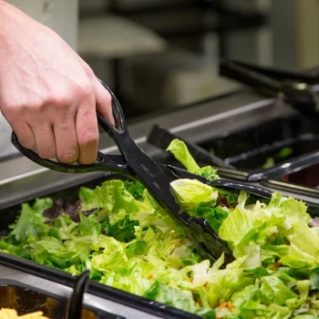 Fineline 3304-BK Platter Pleasers 11 1/2" Black Plastic Salad Tongs - 48/Case