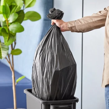 Lavex 20-30 Gallon 16 Micron 30" x 37" High-Density Black Janitorial Can Liner / Trash Bag - 500/Case