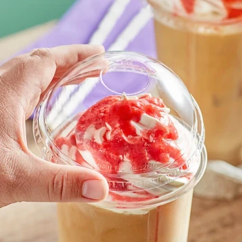 Choice 32 oz. Clear Plastic Dome Lid with No Hole - 500/Case