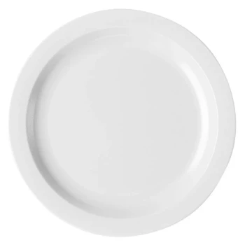 Cambro 10CWNR148 Camwear® White 10" Polycarbonate Narrow Rim Plate - 48/Case