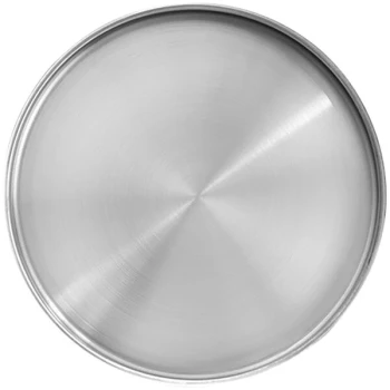 Front of the House Soho 7 1/2" Brushed Stainless Steel Round Plate with Raised Rim - 12/Case