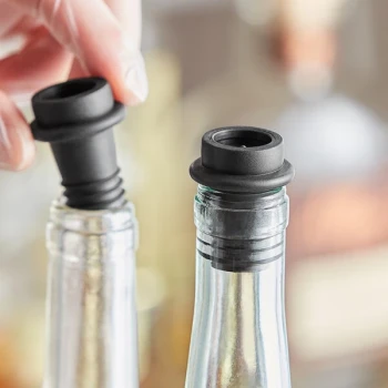 Franmara 7821 VinoVac Black Universal Wine Saver Stopper - 10/Pack