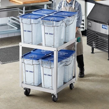Vigor 200 lb. Square Ice Tote Transport Set with 8 Ice Totes and Cart