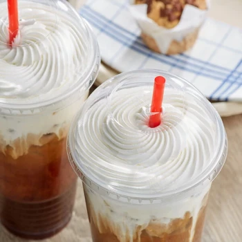 Choice 42 oz. Clear Plastic Dome Lid with Straw Slot - 500/Case