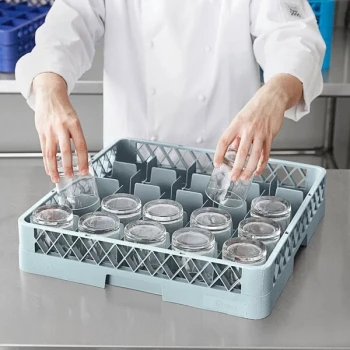 Noble Warewashing 25-Compartment Gray Full-Size Glass Rack
