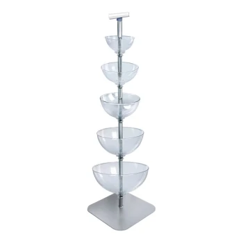 Azar Displays 8"-16" 5-Tier Cascading Clear Polycarbonate Bowl Floor Display 750050
