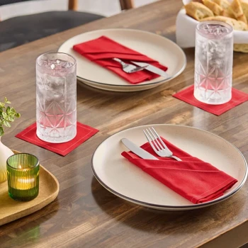 Choice 15 13/16 inch x 15 13/16 inch Customizable Red Single-Use Cotton Dinner Napkin - 250/Case