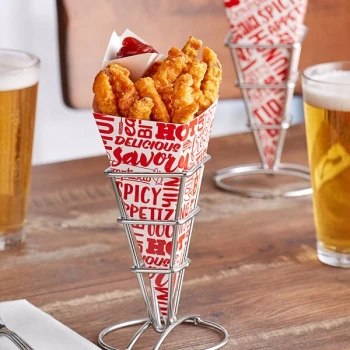 Carnival King 10 oz. Square Savory Printed Cardboard Fry Cone - 500/Case