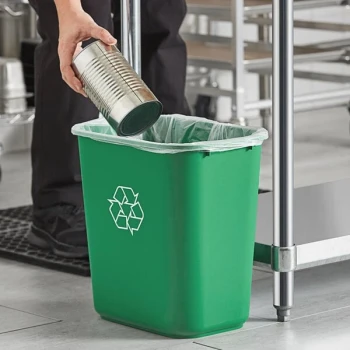 Lavex Janitorial 28 Qt. / 7 Gallon Green Rectangular Recycling Wastebasket