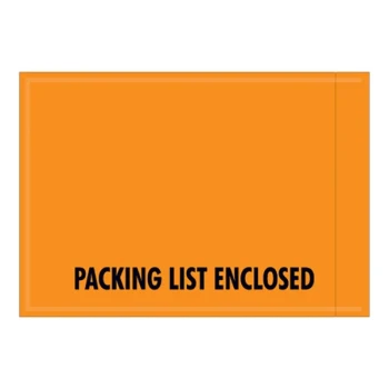 Lavex 4 1/2" x 6" 2 Mil Orange Printed Polyethylene Packing List Envelope - 1,000/Case