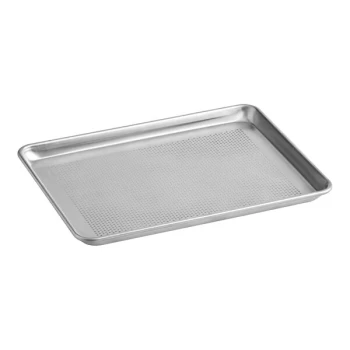 Baker's Lane Heavy-Duty Half Size 16 Gauge 13 inch x 18 inch Wire in Rim Aluminum Perforated Bun / Sheet Pan