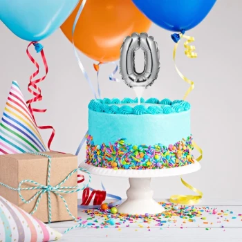 Creative Converting 337507 9" Silver "0" Balloon Cake Topper