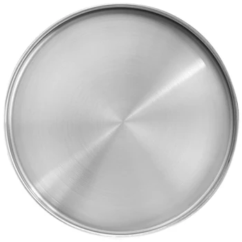 Front of the House Soho 12 1/4" Brushed Stainless Steel Round Plate with Raised Rim - 4/Case