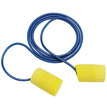 3M 311-1105 E-A-R™ Classic Plus Yellow / Blue Corded Foam Earplugs - 200/Pack