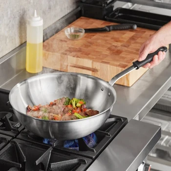 Vollrath Tribute 14" Heavy-Duty Stir Fry Pan with Black Silicone Handle 702114