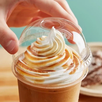 New Roots 9, 12, 16, 20 & 24 oz. PLA Compostable Plastic Cold Cup Dome Lid with Opening - 800/Case