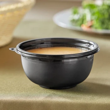 Visions 16 oz. Black PET Plastic Round Catering / Serving Bowl - 200/Case