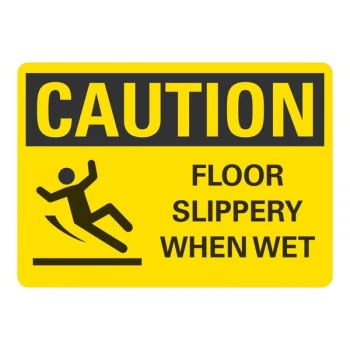 Lavex 10" x 7" Non-Reflective Plastic "Caution / Floor Slippery When Wet" Safety Sign