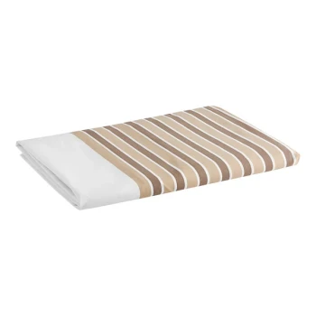 1888 Mills Beyond Impressions 120" x 96" Queen Size Beige Stripe 100% Spun Polyester Top Sheet - Sample