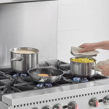 Vollrath 3820 Deluxe 6 Piece Induction Ready Stainless Steel Optio Cookware Set with 2.75 Qt., 4 Qt. Sauce Pans, and 9.5" Non-stick Frying Pan and Covers