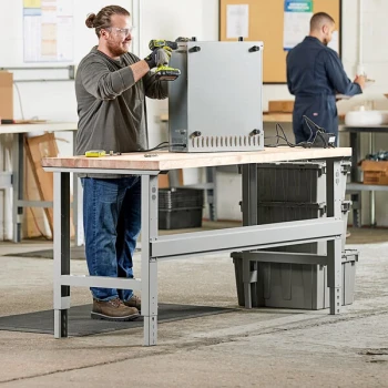 Lavex 30" x 72" Adjustable Height Heavy-Duty Workbench With Square Edge Maple Top