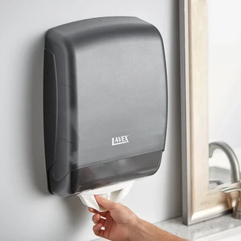 Lavex Translucent Black C-Fold / Multifold Paper Towel Dispenser