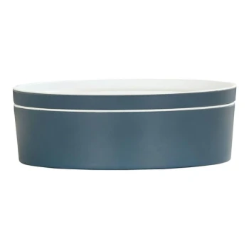 Cal-Mil 9" Stone Blue Round Melamine Bento Box - 3/Case