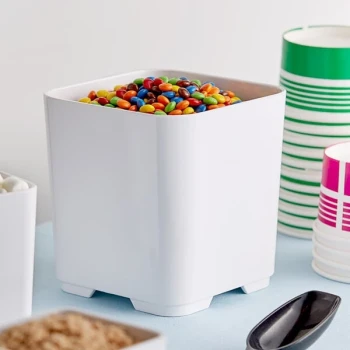 American Metalcraft 48 oz. Square White Melamine Jar - 6/Case