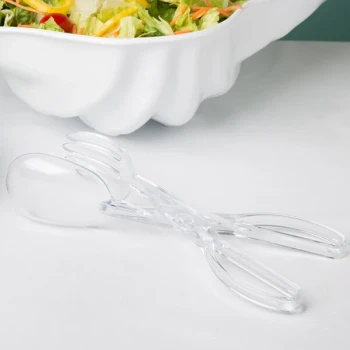Fineline 3304-CL Platter Pleasers 11 1/2" Clear Plastic Salad Tongs - 48/Case