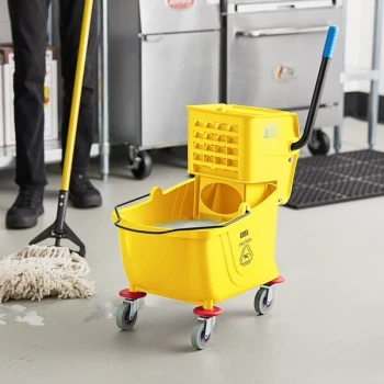 Lavex 26 Qt. Yellow Mop Bucket and Side Press Wringer Combo