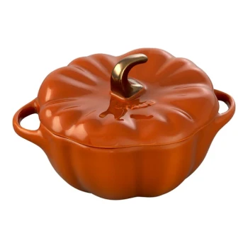 Staub 24 oz. Burnt Orange Ceramic Pumpkin Mini Dutch Oven