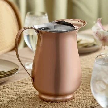 Acopa 64 oz. Satin Copper Stainless Steel Slender Bell Pitcher with Ice Guard