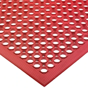 San Jamar KM1200B EZ-Mat 3' x 5' Red Grease-Resistant Bagged Floor Mat with Beveled Edge - 1/2" Thick