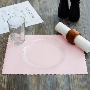 Hoffmaster 310558 10" x 14" Pink Colored Paper Placemat with Scalloped Edge - 1,000/Case