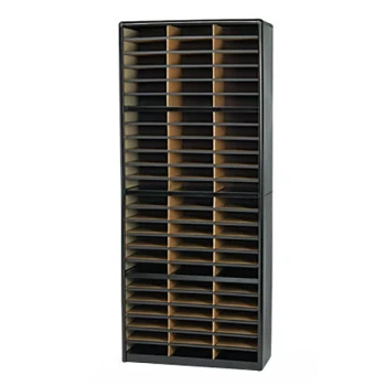 Safco 7131BL Black 72-Section Steel / Fiberboard File Organizer - 32 1/4" x 13 1/2" x 75"