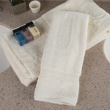 Oxford Vicenza Avorio 16" x 30" 100% Ringspun Combed Cotton Hand Towel with Dobby Border 4.5 lb. - 120/Case