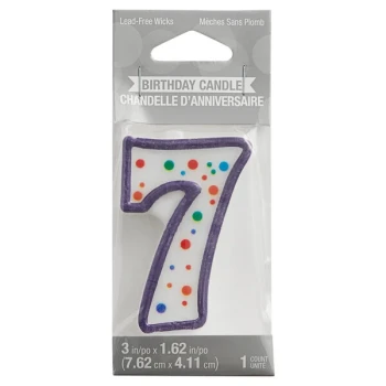 Creative Converting 104566 3" Polka Dot "7" Candle